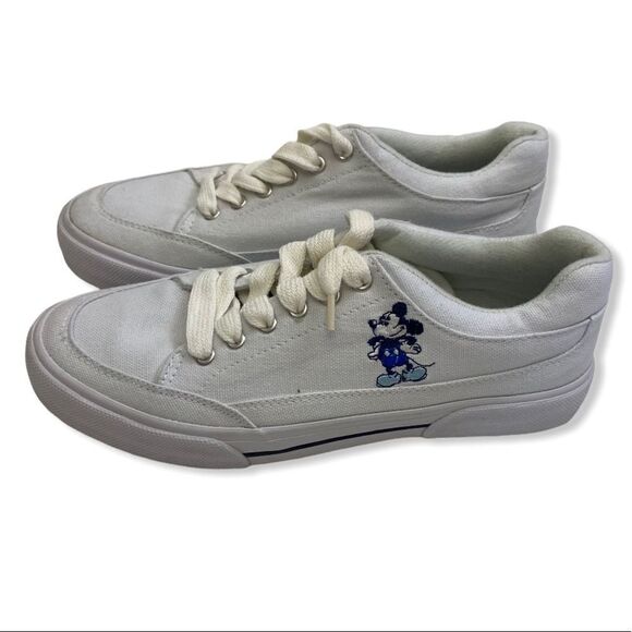 DISNEY Mickey Mouse White Canvas Lace Up Sneakers - Picture 2 of 12